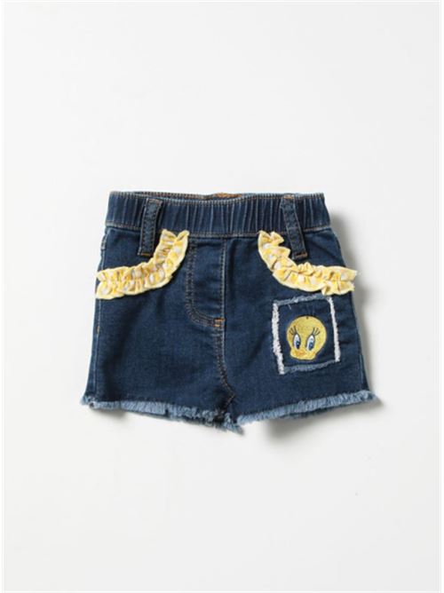 SHORTS JEANS CON VICHY FE MONNALISA | 3994109025/BLU STONE DENIM